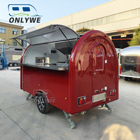 ONLYWE Petits camions de nourriture mobiles remorque de nourriture mobile cuisine extérieure mobile chariot rapide rue mini remorque ronde remorquable de nourriture