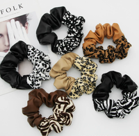 Chouchous en patchwork floqué et cuir, imprimé léopard et zèbre, accessoires de cheveux de style coréen INS tendance