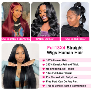 Perruques en dentelle frontale 13x4 bon marché, cheveux humains, densité 250, lisses, dentelle HD transparente, sans colle, pré-épilées pour femmes noires - Product Image 5