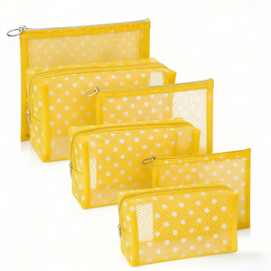 थोक पारदर्शी नायलॉन जलरोधक जाल कॉस्मेटिक बैग स्टेशनरी पाउच कस्टम जाल बैग लोगो यात्रा मेकअप भंडारण बैग के साथ - Product Image 2