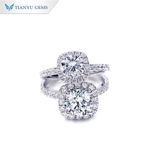Tianyu quare Halo Silver Moissanite <b>Couple</b> <b>Rings</b> 0.5ct and 1ct Luxury Bridal Jewelry for Engagement and Wedding - Product Image 1