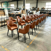 Meubles de restaurant de luxe Ron Group, chaise en cuir à dossier haut, banquette commerciale, table carrée en bois massif sur mesure