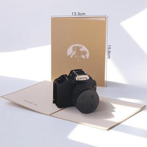Biglietto d'Auguri <span class=keywords><strong>Pop</strong></span>-up Creativo Artistico Personalizzato 3D in Carta Ritagliata Ecologico Nero a Forma di Fotocamera per la Festa del Papà, Laurea, Regalo Aziendale per Amatori - Product Image 6