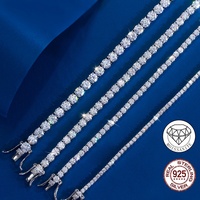 Chaîne de tennis en argent S925 avec diamants de laboratoire VVS Moissanite, bijoux fins de luxe pour hommes et femmes, hip-hop, glacés, 2MM 3MM 4MM 5MM
