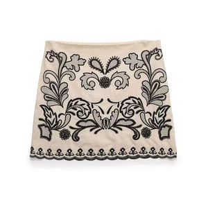 Women's European American Style <b>Cross</b>-Border Embroidered Mini Skirt Set with Halter Neck <b>Top</b> and Summer Short Skirt - Product Image 3