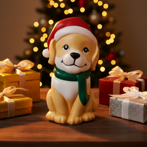 BOHUI 9-Inch Battery-Operated Eco-Friendly <b>Plastic</b> Christmas <b>Animal</b> Dog Ornament with LED Lights for Indoor Living Room Decor - Product Image 3