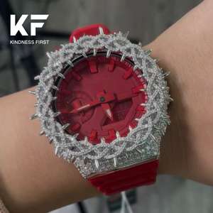 हिप हॉप गहने पूरी तरह से गागा 2100 बार्बेड कस्टम पास डायमंड परीक्षक 925 स्टर्लिंग सिल्वर बेजेल केस मोइससानाइट घड़ी - Product Image 2