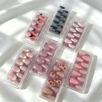 Lot de 24 faux ongles personnalisés à presser, styles variés, French Manucure, effet œil de chat, réutilisables, pour salon de beauté
