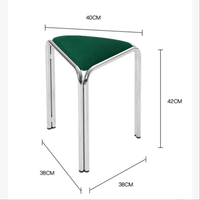 Chaise de salle à manger moderne triangulaire empilable en acier inoxydable rembourrée, super confortable, pour la maison, le bureau, le restaurant, l'hôtel