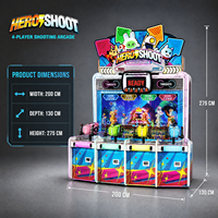 Machine de jeu d'arcade de tir à la pistolet pour 4 joueurs, thème dessin animé pour enfants, à monnayeur, jeux vidéo interactifs Hero Shoot pour divertissement familial