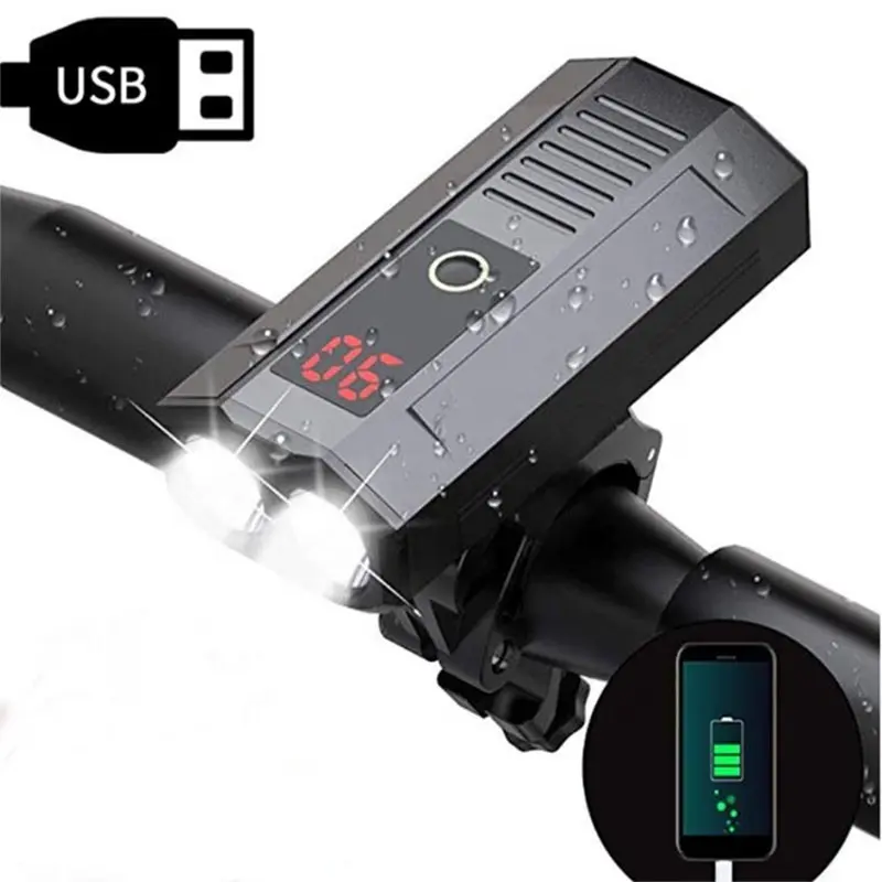 Luz de bicicleta recargable por USB, faro delantero de bicicleta potente, ultrabrillante, para hombre, mujer y niño, ciclismo de montaña