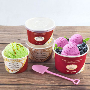 Ciotola di Carta Personalizzata Bianca Rivestita per Alimenti con Stampa CMYK e Coperchio Trasparente per Gelato - Product Image 6