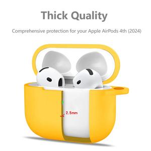 Custodia protettiva in Silicone <span class=keywords><strong>4</strong></span> AirPods ispessita con gancio a molla custodia protettiva in Silicone Anti-goccia per Airpods di quarta generazione 2024 - Product Image 2
