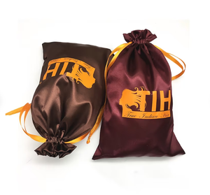 ヘアエクステンション用ロゴ付きサテンスリックバッグ卸売高品質サテンヘアバッグ - Product Image 2