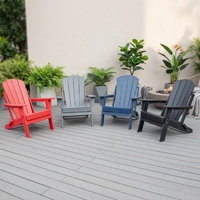 Chaise Adirondack pliante en HDPE rouge, siège de salon extérieur avec accoudoirs, meubles de patio, de jardin, de plage et de terrasse