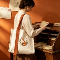Sac fourre-tout en toile personnalisé avec fermeture éclair, motif dessin animé, respirant, lavable, pour le shopping, le rangement quotidien, les fournitures de couture et les aliments