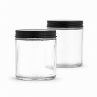Pot transparent à parois droites de 16 oz, à large ouverture, vide, pour le stockage d'aliments, d'épices, de miel, de cosmétiques