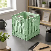 Caisse de rangement pliable robuste et empilable en plastique pour entrepôt, logistique et distribution, idéale pour les fruits