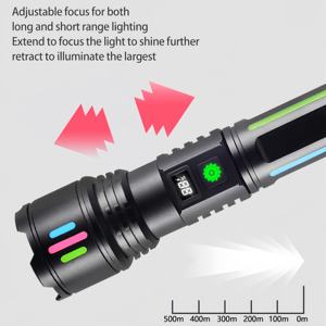 Перезаряжаемый высокомощный белый лазерный светодиодный тактический фонарик с зарядным аккумулятором, регулируемый фокус, 5 режимов, фонарик - Product Image 4