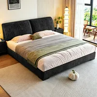 Lit rembourré moderne en tissu, taille king size, lit double, chambre à coucher, fabriqué en Chine