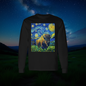 Camiseta de manga larga con estampado de la noche estrellada estilo Van Gogh de Bison Buffalo - Product Image 3