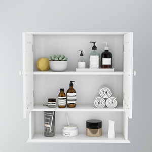 Bathroom <b>Wall</b> Cabinet With Double Mirror Doors And <b>Shelf</b> For Storage - Product Image 5