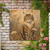 Tableau mural en aluminium motif chat tigré, décoration murale en métal, impression artistique en aluminium, carré 20 cm