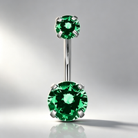 Anneau de nombril à quatre griffes en zircon 5A, en acier chirurgical 316L, bijou de piercing étincelant en CZ AAA pour femme