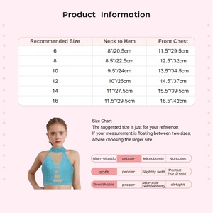 Tops Cortos Brillantes con Pedrería para Niñas, Cuello Halter, Malla Recortada, Ropa para Actuaciones Escénicas, en Varios Colores - Product Image 6