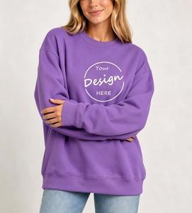 Wholesale Crewneck Oversized Jumpers Loose Leisure <b>Hoodie</b> Sweatshirt Custom Embroidery Logo 100% Cotton Crew Neck Sweatshirts - Product Image 3
