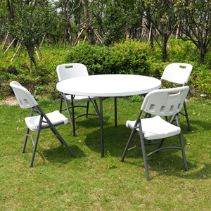 Vente en gros plastique HDPE durable Dia110 * 74.5cm/<span class=keywords><strong>43</strong></span> "Table ronde pliante pour salle à manger intérieure extérieure Camping Banquet Événements - Product Image 1
