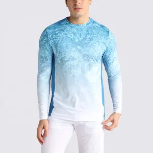사용자 정의 Upf 50 + 태양 보호 습기 Wicking 폴리 에스터 낚시 착용 남자 긴 소매 메쉬 통풍 Uv 낚시 셔츠