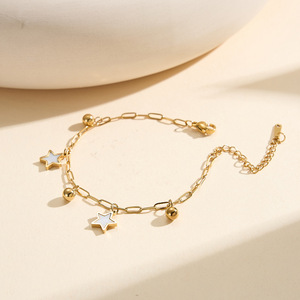 Chevillères d'été de plage en acier inoxydable de qualité supérieure avec breloques coquillages et étoiles, chaîne à maillons polie, bijoux chics et élégants pour femmes - Product Image 5