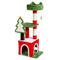 Arbre à chat de Noël moderne et luxueux, tour d'activités pour chat d'intérieur, griffoir en peluche, maisonnette pour chat, jouet en sisal, 3 niveaux, lit champignon en peluche