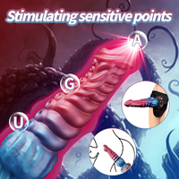 Vibromasseur Dildo Chauffant à Texture Unique, en Silicone, Thème Dragon Fantaisie Monstre Créature Tentacules, Dildo Anal pour Hommes Gays et Femmes