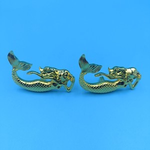 Zinc Alloy Mermaid Furniture Handle Warm Gold Novelty Shape <b>Wardrobe</b> <b>Hardware</b> Accessory Coastal Design Durable - Product Image 2
