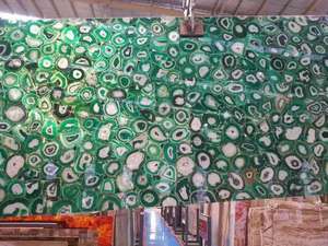 Dalles translucides en agate verte polie de luxe GOLDTOP, épaisseur 20mm/18mm, 2500x1300mm, pour murs d'accentuation lumineux, luxueuses - Product Image 4