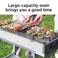 Barbecue au charbon de bois commercial d'extérieur, four à brochettes, grand, épaissi, style étal, support pliable, coupe-vent, style espagnol
