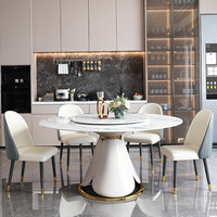 Luxuriöses Quarzit Modernes Minimalistisches Marmor-Esstisch-Stuhl-Set Drehbarer Beistelltisch Verstellbare Wohnmöbel für Zuhause