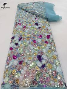 Kain Tulle Mewah Berwarna-warni dengan Permata, Payet Transparan, Rhinestone, dan Renda Berhias Manik-manik - Product Image 3