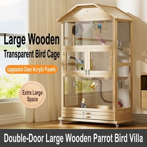 Cage à oiseaux XL en bois et métal pour l'extérieur, directement de l'usine, pour bulbules et parakeets, avec base mobile, cage d'élevage domestique - Product Image 1