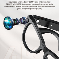 Gafas inteligentes M02 con estuche de carga, batería de 3600 mAh, memoria de 32 GB, cámara de 8 megapíxeles, video, WiFi, llamadas por Bluetooth, gafas inteligentes para hombre