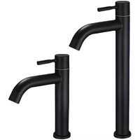 Robinet de lavabo monotrou en acier inoxydable SUS304 pour eau froide, avec noyau de valve en laiton noir de haute qualité