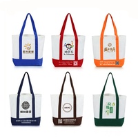 Tas Belanja Kanvas Desainer Warna Oranye dengan Tali dan Kantong, Dapat Digunakan Kembali, Logo Cetak Kustom