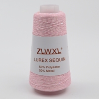 Fil à tricoter métallique recyclé en Lurex argent pur et paillettes de 50g, tissage mélangé, motif teint, vente en gros