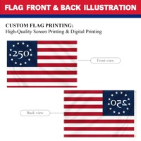 Drapeau américain 210D brodé Betsy Ross 250e anniversaire 3'x5' en nylon Oxford durable pour la Fête Nationale des États-Unis
