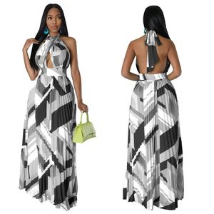 Vestido maxi estampado sin mangas con espalda descubierta, venta al por mayor, moda de verano, vestidos casuales de playa para adultos - Product Image 4