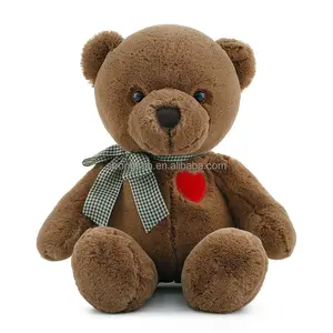 Милый маленький медведь с красным любовным сердцем, влюбленные, мягкая подушка в виде животного, мишка тедди