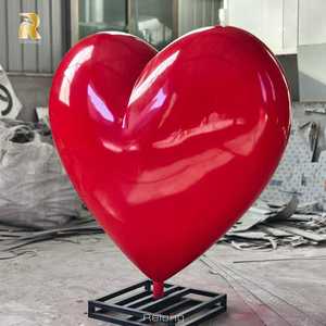 Escultura Grande de Coração Vermelho em Aço Inoxidável RELONG, Estilo Romântico para Decoração - Product Image 2