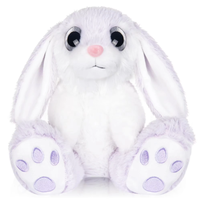 OEM & ODM Lapin en peluche mignon avec de longues oreilles tombantes et de grands yeux arc-en-ciel, animal en peluche doux, compagnon de lit adorable